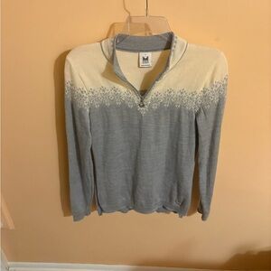 Dale of Norway gray & cream wool 1/4-zip pullover sweater